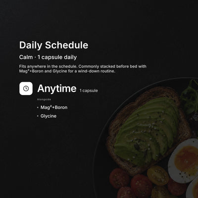 Calm daily schedule — take 1 capsule daily for relaxation and mental clarity