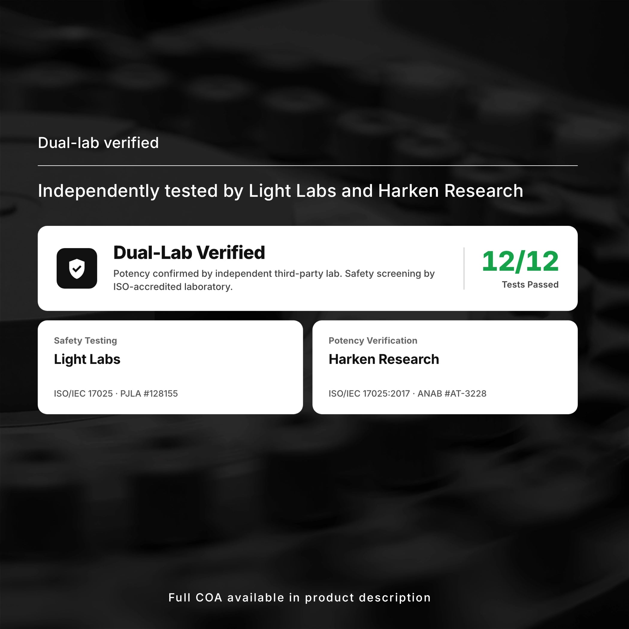 Marek Supplements Multivitamin and Heart Support third-party lab verification — tested by Summit Nutritional Labs, all tests passed