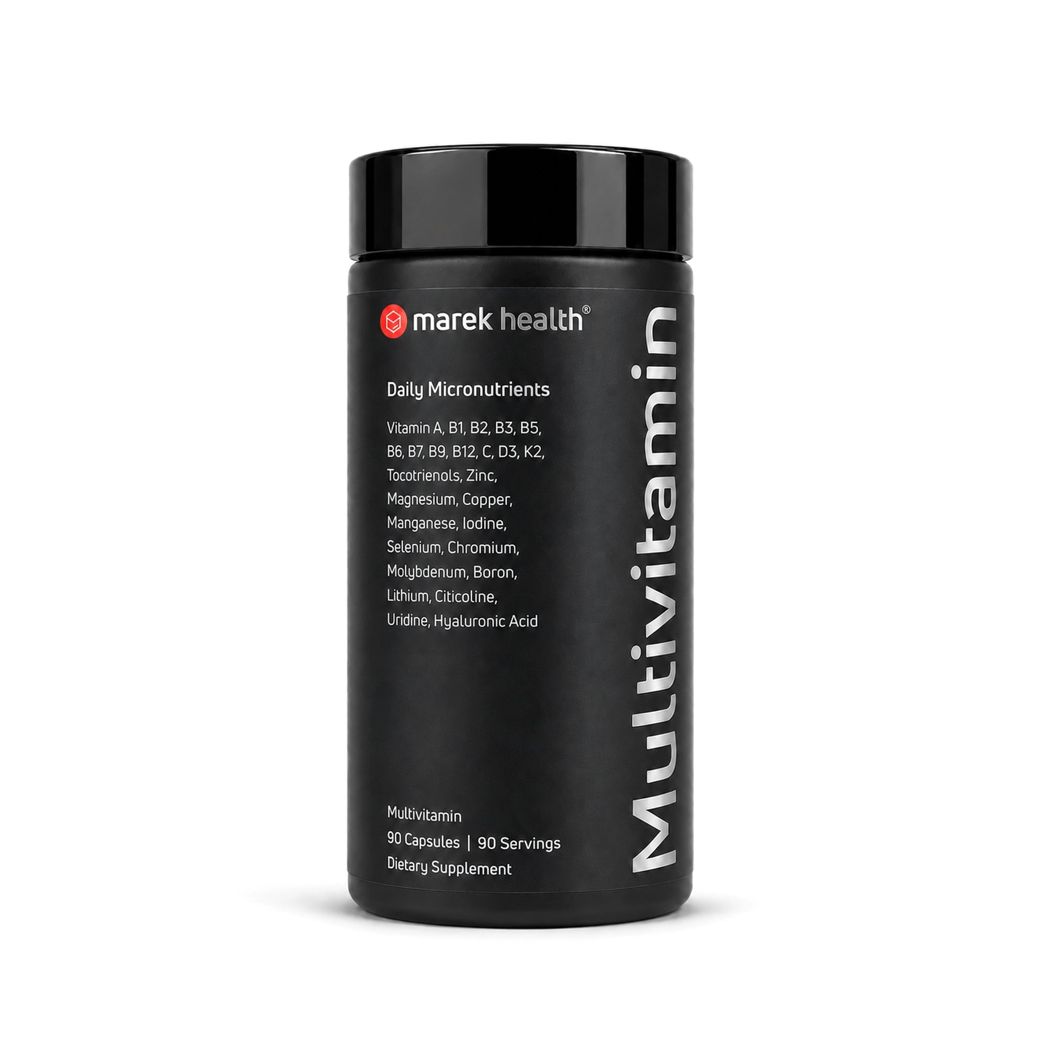 Marek Supplements Multivitamin — black 90-capsule bottle, Daily Micronutrients with 25+ vitamins and minerals in one capsule