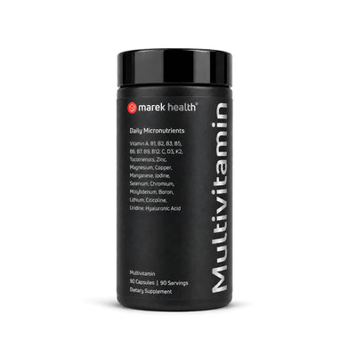 Marek Supplements Multivitamin — black 90-capsule bottle, Daily Micronutrients with 25+ vitamins and minerals in one capsule